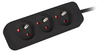 Zdjęcie produktu dla Lanberg PS0-03E-0150-BK, 1,5 m, Wewnętrzna, Typu E, Czarny, 3 x gniazdo sieciowe, 10 A