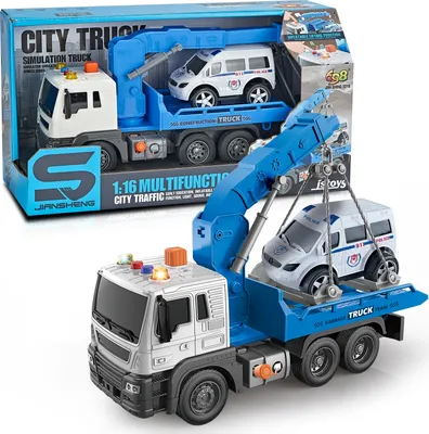 Produktbild von Abschleppwagen Spielzeug, kran spielzeug mit Sound und Licht, 1:16 LKW Spielzeug mit Mini Auto Spielzeug, Autotransporter spielzeug, kinder spielzeug ab 3 4 5 jahre  jungen