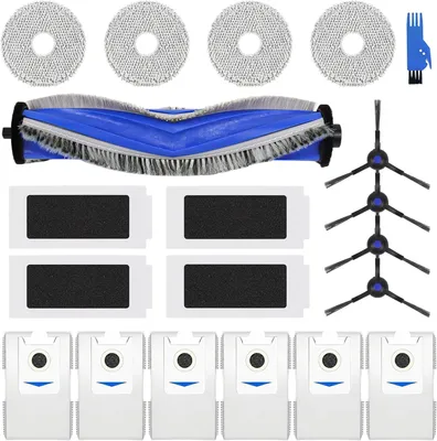 Produktbild von T30S Zubehör Ersatz Kompatibel für ECOVACS DEEBOT T30S / T30S PRO Saugroboter, 1 Hauptbürste, 4 Filter, 4 Seitenbürsten, 4 Mopp Wischtücher, 6 Aktivkohle-Staubbeutel, 1 Reinigungsbürste