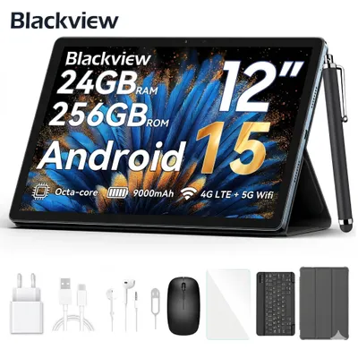 Produktbild von Blackview Mega2,12 Zoll, 2K Display,  2025, FHD Tablet, 24(8+16) GB+256GB 2TB Erweiterbar,  Dual 4G, 5GWiFi, 9000mAh, 2025 Android 15, Widevine L1