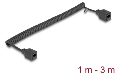 Immagine prodotto di Delock RJ45 Spiralkabel Buchse zu Cat.5e UTP 1 m bis 3 schwarz (90673)