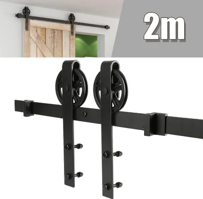 Produktbild von 200CM Laufschiene Schiebetür System Schiebetürbeschlag Holzschiebetür Eisen