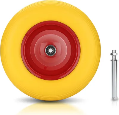Produktbild von Jopassy Schubkarrenrad mit Achse Ersatzrad Vollgummi Schlauch Reifen 4.80/4.00-8 390 mm PU