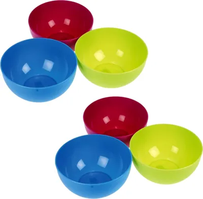 Produktbild von 6er Set Schüssel rund 0,6 Liter | Plastikschüssel Müslischüssel | Salatschale Kunststoff  | Kunststoffschüssel Rührschüssel