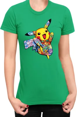 Zdjęcie produktu dla Koszulka Damska Japan Manga Anime Comics Pokemon 035, Lady 2XL / Zielony