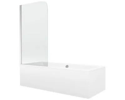 Zdjęcie produktu dla Mexen Cube wanna prostokątna 180 x 80 cm z obudową i parawanem 1-skrzydłowym 70 cm, transparent, chrom - 550518080X9007010100