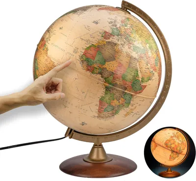Produktbild von Interkart Globus Antik-Leuchtglobus 30 cm mit Holzfuß und deutschem Kartenbild