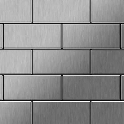 Produktbild von Mosaik Fliese massiv Metall Edelstahl gebürstet grau 1,6mm stark Subway-S-S-B