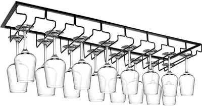 Image de Porte-verres à vin – Peut contenir 24 verres – Noir – 80 cm x 22,5 cm x 6 cm – Pour la maison et la restauration