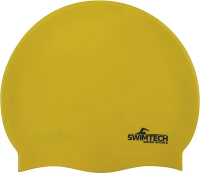 Produktbild von SwimTech Unisex Silikon-Badekappe für Erwachsene RD265 (Einheitsgröße) (Gelb)