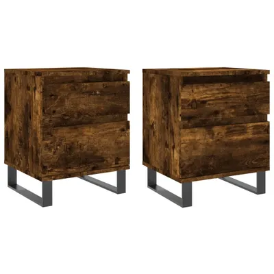 Image de vidaXL Tables de nuit 2 pcs. Chêne fumé 40x35x50 cm Bois composite