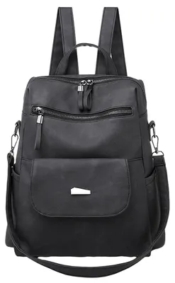 Produktbild von Rucksack aus Kunstleder für Damen, modisches, vielseitiges Design, Handtasche, Schultertasche, Reiserucksack, 30 x 29 x 13 cm, schwarz