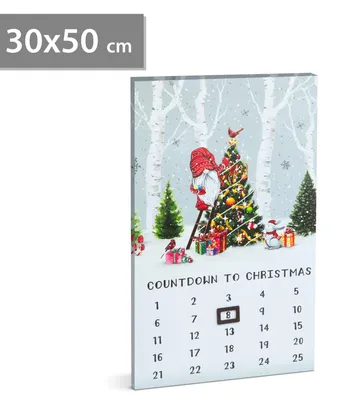 Immagine prodotto di Calendario da parete a LED - 3 luci LED bianco caldo - 30 x 50 cm