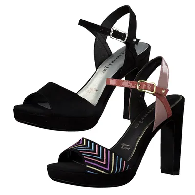 Produktbild von Tamaris 1-28398-24 Damen Sandalen Sandaletten High Heel, Größe:37 EU, Farbe:Schwarz
