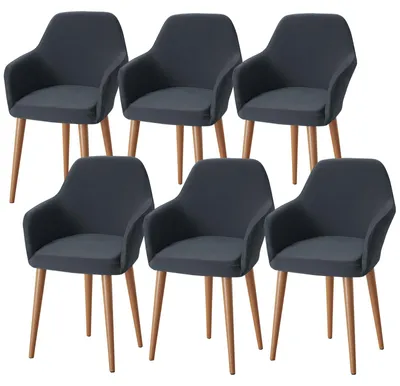 Immagine prodotto di Set di 6 coprisedie elasticizzati con braccioli, colore grigio