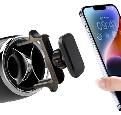Immagine prodotto di Supporto per telefono da auto, compatibile con modelli Mercedes A, B, C e V-Klasse, con attacco per bocchette di ventilazione rotonde, adatto per iPhone e Samsung