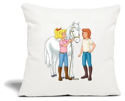 Produktbild von Spreadshirt Bibi Und Tina Kümmern Sich Um Sabrina Kissenbezug 45x45 cm, One size, Naturweiß