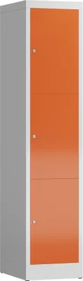 Produktbild von XL Spind Schließfachschrank 1 Abteile 3 Fächer 1800 x 400 x 500 mm, lichtgrau/feuerrot X-523314