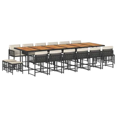 Produktbild von vidaXL 17-tlg. Garten-Essgruppe mit Kissen Schwarz Poly Rattan