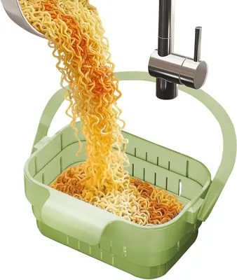Productafbeelding van Afvalvanger Gootsteen - Telescopische Mand - Keuken Afval Beheer - Verstelbare Randsluiting - 19x5x3 cm - Groen
