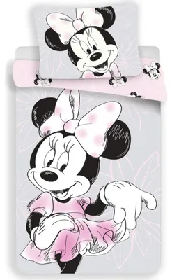 Imagen del producto de Juego de cama de algodón de Disney Minnie Mouse, 140x200 cm, que incluye una funda de edredón y una funda de almohada de 70x90 cm, ambas con cierre de cremallera