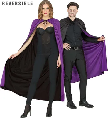 Produktbild von Widmann 03247 - Umhang, schwarz/lila, Vampir, Zauberer, Halloween, Accessoire, 130 cm