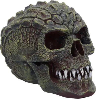 Produktbild von Schauriger Reptillian Totenkopf als Gothic Deko 17cm