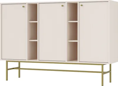 Produktbild von Masseno Kommode TORINO 158 cm Sideboard mit 3 Türen für Wohnzimmer Schlafzimmer Modern 158x41x108 cm Beige / Beige