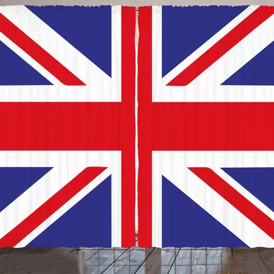 Obrázek produktu pro ARANDE Union Jack záclona, klasická tradiční vlajka Velké Británie, moderní symbol britské loajality, 280 x 260 cm, královská modrá a bílá