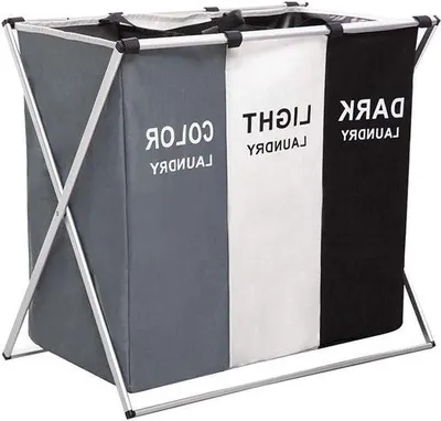 Obrázok produktu pre 3-komorová taška na prádlo z oxfordskej tkaniny s otočnými kolieskami – taška na prádlo s odnímateľnými vreckami, 3 priehradky
