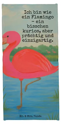 Produktbild von Mr. & Mrs. Panda Duschtuch Flamingo Classic Design - Aquarell Pink - Geschenk, Prächtig, Selbstliebe, Frottier, Freundin, Spruch, Handtuch, Badhandtuch, sporthandtuch
