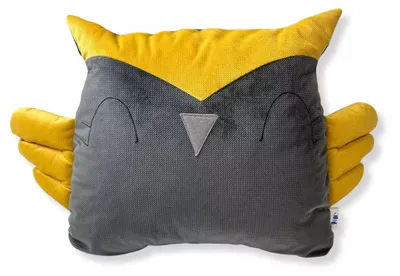 Produktbild von Pepi Eulen-Dekokissen für Kinderzimmer, weiches Velvet-Zierkissen, 42 x 35 cm