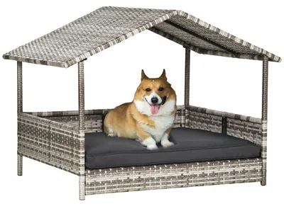 Produktbild von Hundehütte - Hundebett - Hundekennel - Hundehäuschen - Haustierbett - Rattan mit Stahl
