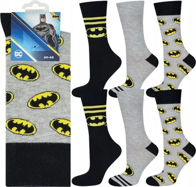 Produktbild von Set mit 3 Paar Herren-Socken BATMAN von SOXO, Baumwollsocken Größe 40-45, Geschenk für Männer
