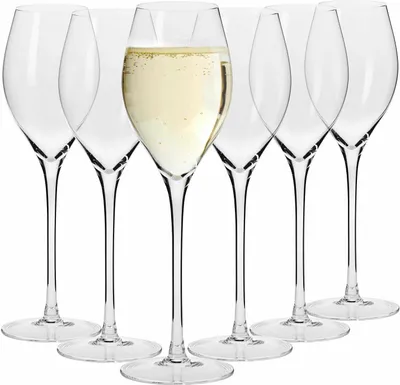 KROSNO 300 ml Prosecco-Gläser, ideal für italienischen Schaumwein, spezielle Form, breiter Boden, verjüngter Kelch, bleifreies Crystalline-Glas, spülmaschinenfest, perfekt für Erfrischung an heißen Tagen