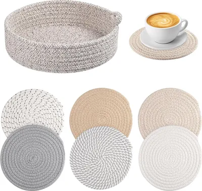 Produktbild von Gewebte Baumwoll- Platzsets - Set von 6 - hitzebeständig - 8 Zoll