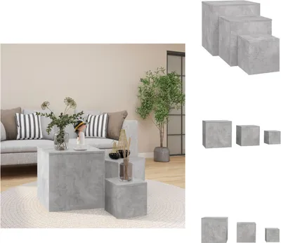 Produktbild von vidaXL Beistelltische 3-tlg. Betongrau Holzwerkstoff -  Beistelltische