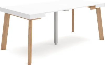 Produktbild von Ausziehbarertisch, 180x90x73cm, Für 8 Gäste, Hölzerne Beine, Weiß