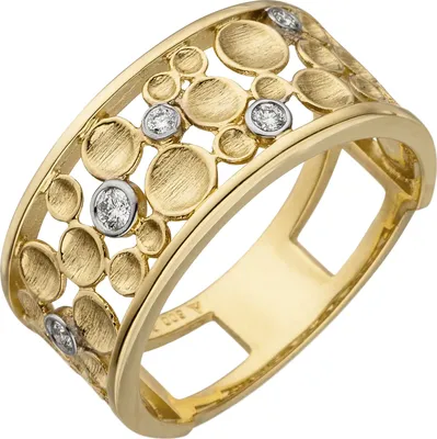 Produktbild von Gr. 52 Damen Ring breit 585 Gold Gelbgold 5 Diamanten Brillanten Diamantring