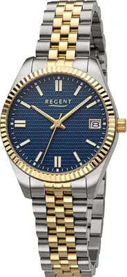 Produktbild von Regent Damenuhr Edelstahl-Armbanduhr Analog Metallarmband silber gold D2URBA875