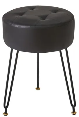 Runde Fußstütze aus Kunstleder, PU-Schminktischhocker, goldene Beine, schwarz