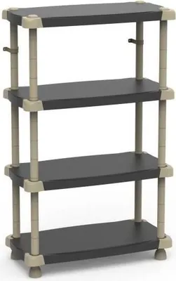 Image de Étagère Plastique 4 Étages, 88 x 43 x 150 cm, Noir