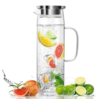 Glaskaraffe 1,5 l mit Deckel, Borosilikatglas, hitzebeständig