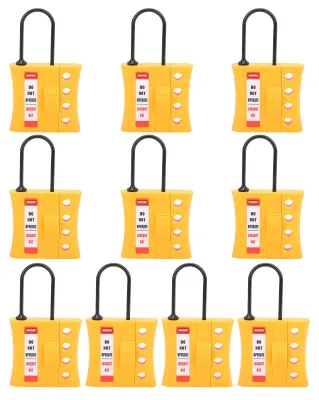 Image de 10 pièces : cadenas de sécurité en nylon, durable, avec 4 trous, pour système de verrouillage et d'étiquetage (lockout/tagout),  pour l'isolation des sources d'énergie