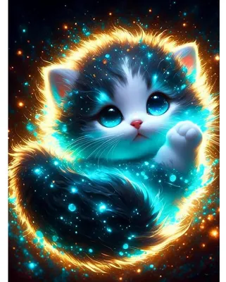 Produktbild von Diamond Painting Set Katze 5D DIY Mosaik Bastelset 30x40cm