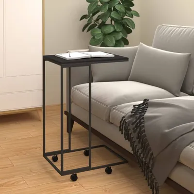 Image de Maison Exclusive - Table d'appoint à roulettes Noir 40x30x63,5 cm Matériau dérivé du bois