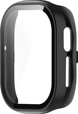 A black protective case for a smartwatch, shown from a slightly angled side view.