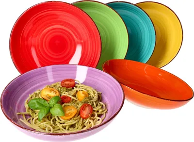 Zdjęcie produktu dla Uni kolorowy zestaw 6 talerzy do spaghetti głęboka miska do serwowania 800ml 6 os