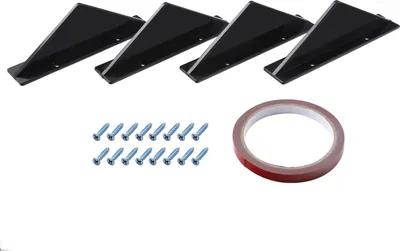 Imagen del producto de 4 alerones traseros para parachoques, con forma de aleta de tiburón, triangulares, universales, de color y de diseño plano