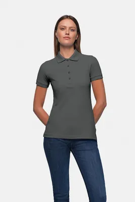 Zdjęcie produktu dla HAKRO® 10008602288530 HAKRO® Damen Polo Shirt CLASSIC 110 grau Größe XL